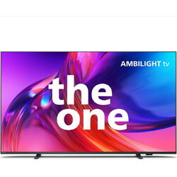 Televizor Philips AMBILIGHT tv LED 43PUS8518, 108 cm, Google TV, 4K Ultra HD, Clasa F (Model 2023), Argintiu