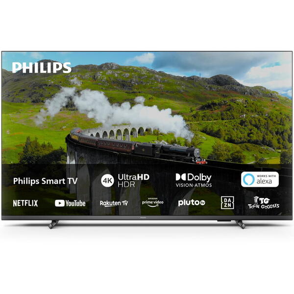 Televizor Philips LED 65PUS7608, 164 cm, Smart TV, 4K Ultra HD, Clasa E (Model 2023), Argentiu