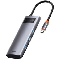 Docking Station Baseus Metal Gleam, conectare PC USB Type-C, Gri