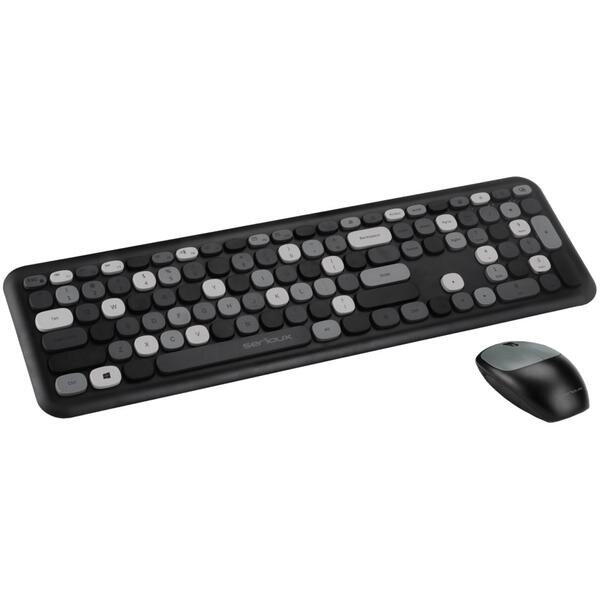 Kit wireless tastatura + mouse Serioux Colourful, Negru
