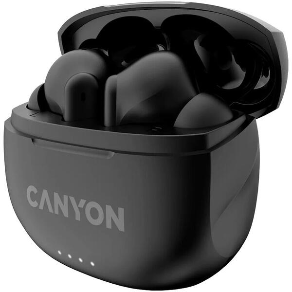 Casti True Wireless Canyon TWS-8, Bluetooth, ENC, Microfon, Negru