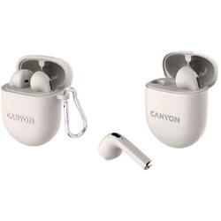 Casti True Wireless Canyon TWS-6, Bluetooth, Touch Control, Gaming Mode, Microfon, Alb