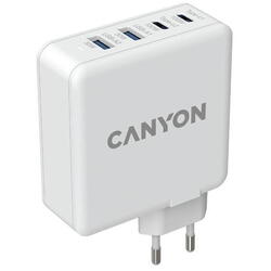 Incarcator retea Canyon H-100, 2 x USB Type-C, 2 x USB Type-A, Alb