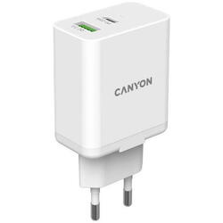 Incarcator retea Canyon CNE-CHA20W03, USB Type-A, USB Type-C, Alb