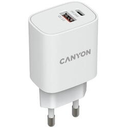 Incarcator retea Canyon CNE-CHA20W04, USB Type-A, USB Type-C, Alb