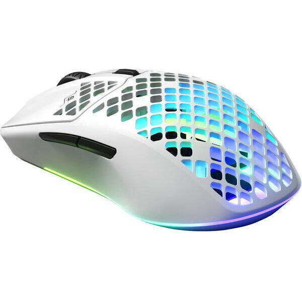 Mouse Gaming SteelSeries Aerox 3 2022 Edition Snow, Wireless, iluminare RGB, Alb