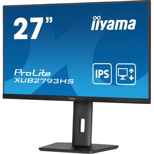 Monitor IPS LED iiyama ProLite 27" XUB2793HS-B5, Full HD (1920 x 1080), HDMI, DisplayPort, AMD FreeSync, Pivot, Boxe, Negru