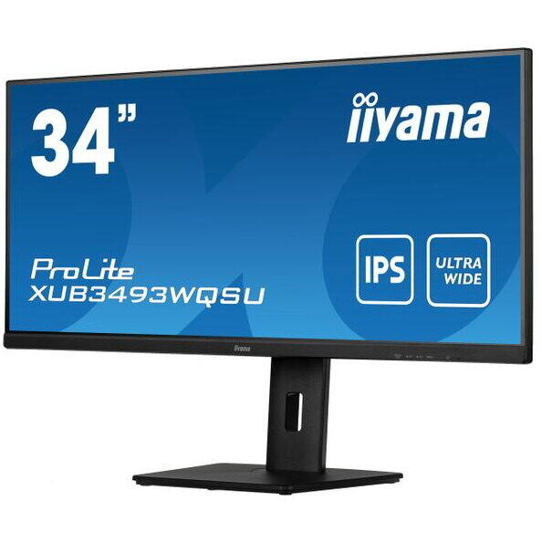 Monitor IPS LED iiyama ProLite 34" XUB3493WQSU-B5, WQHD (3440 x 1440), HDMI, DisplayPort, AMD FreeSync, Boxe, Negru