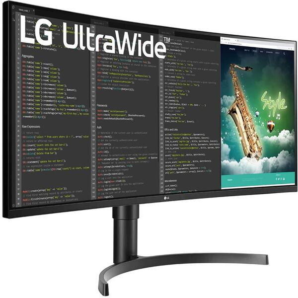 Monitor Gaming VA LED LG 35" 35WN75CP-B, UWQHD (3440 x 1440), HDMI, DisplayPort, AMD FreeSync, Ecran Curbat, Boxe, 100Hz, 5 ms, Negru