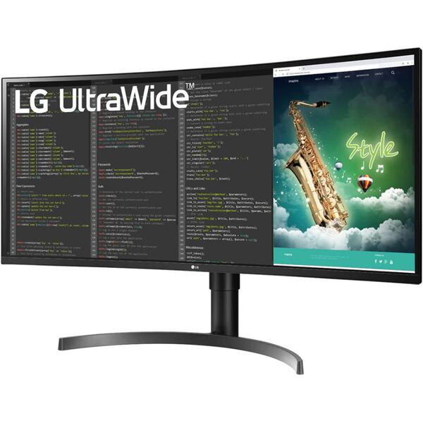 Monitor Gaming VA LED LG 35" 35WN75CP-B, UWQHD (3440 x 1440), HDMI, DisplayPort, AMD FreeSync, Ecran Curbat, Boxe, 100Hz, 5 ms, Negru