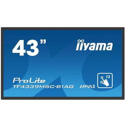 Display Profesional VA LED iiyama ProLite 43" TF4339MSC-B1AG, Full HD (1920 x 1080), VGA, HDMI, DisplayPort, Touchscreen, Boxe, Negru