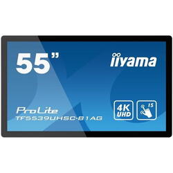 Display Profesional IPS LED iiyama ProLite 55" TF5539UHSC-B1AG, Ultra HD (3840 x 2160), VGA, HDMI, DisplayPort, Touchscreen, Boxe, Negru