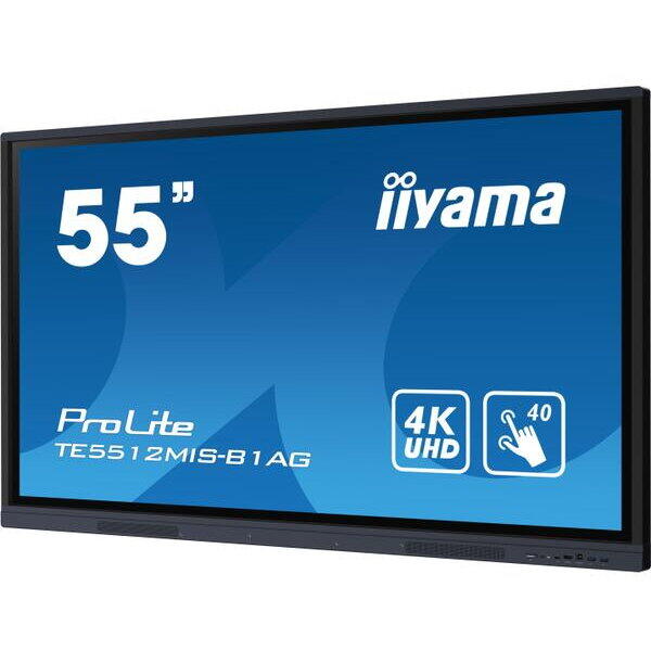 Display Profesional IPS LED iiyama ProLite 55" TE5512MIS-B1AG, Ultra HD (3840 x 2160), VGA, HDMI, Boxe, Touchscreen, Negru