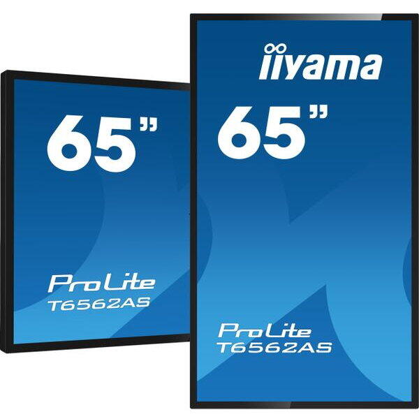 Display Profesional IPS LED iiyama T6562AS-B1, Ultra HD (3840 x 2160), HDMI, DisplayPort, Touchscreen, Boxe, Negru