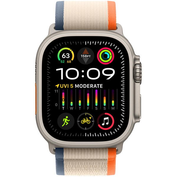 Apple Watch Ultra 2, GPS, Cellular, Carcasa Titanium 49mm, Orange/Beige Trail Loop - M/L