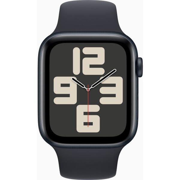 Apple Watch SE (2023), GPS, Cellular, Carcasa Midnight Aluminium 44mm, Midnight Sport Band - S/M