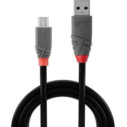 Cablu Lindy LY-36733, USB 2.0 - MicroUSB, 2m,  Negru