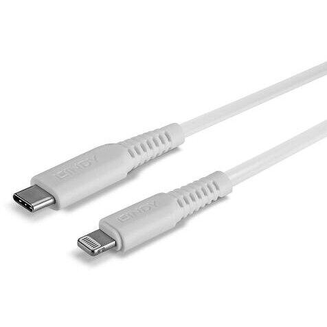 Cablu de date Lindy 31317, USB-C - Lightning, 2m,  Alb