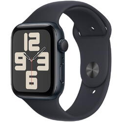 Apple Watch SE (2023), GPS, Carcasa Midnight Aluminium 44mm, Midnight Sport Band - S/M