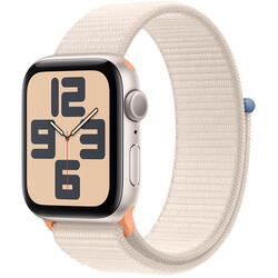 Apple Watch SE (2023), GPS, Carcasa Starlight Aluminium 40mm , Starlight Sport Loop