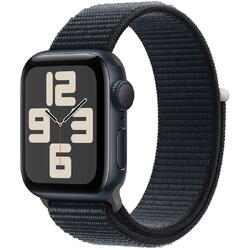 Apple Watch SE (2023), GPS, Carcasa Midnight Aluminium 44mm, Midnight Sport Loop
