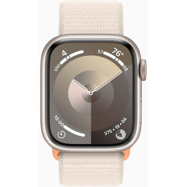 Smartwatch Apple Watch 9 GPS, 41mm Starlight Aluminium Case, Starlight Sport Loop