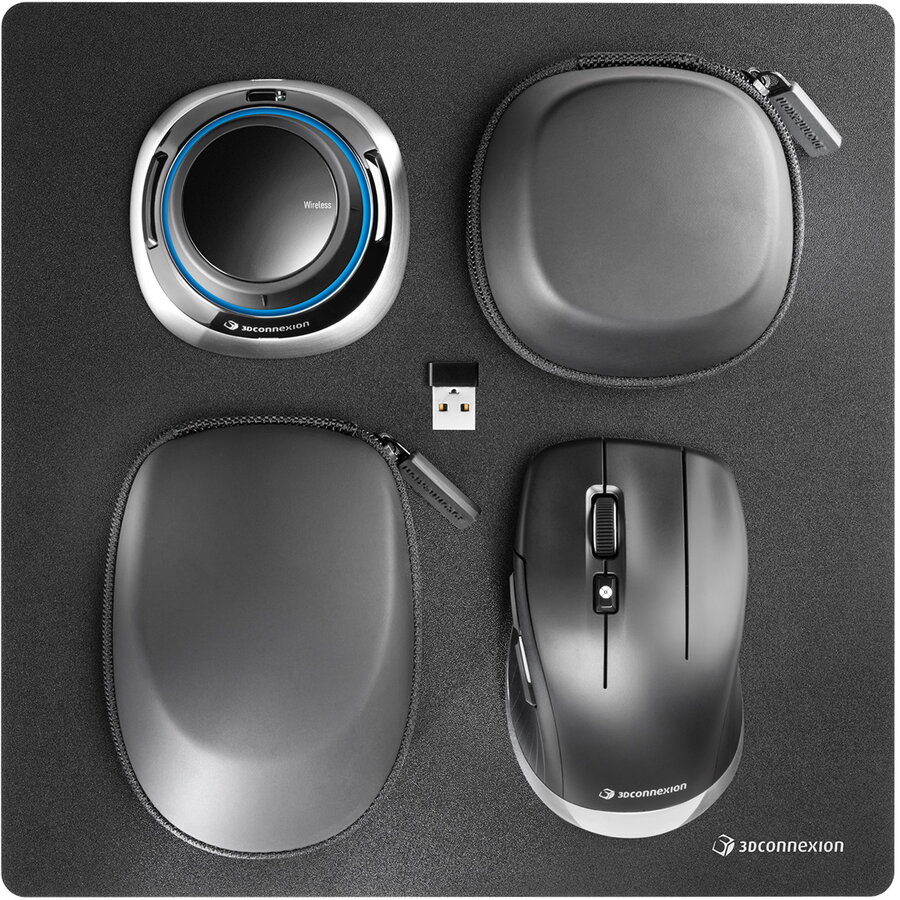 SpaceMouse Wireless Kit 2, mouse wireless + mouse pad + accesorii, 3Dconnexion, Negru