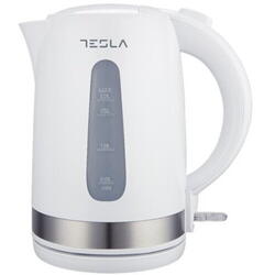 Fierbator electric Tesla KT200WX, 2200W, 1,7 litri, Incalzitor ascuns, Strix Control, Indicator luminos, Alb/Inox