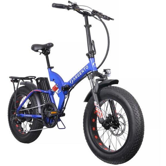 Bicicleta asistata electric Argento BiMax-XL Plus, Shimano Tourney 7 viteze, motor 500W, pliabila, viteza maxima 25km/h, Albastru