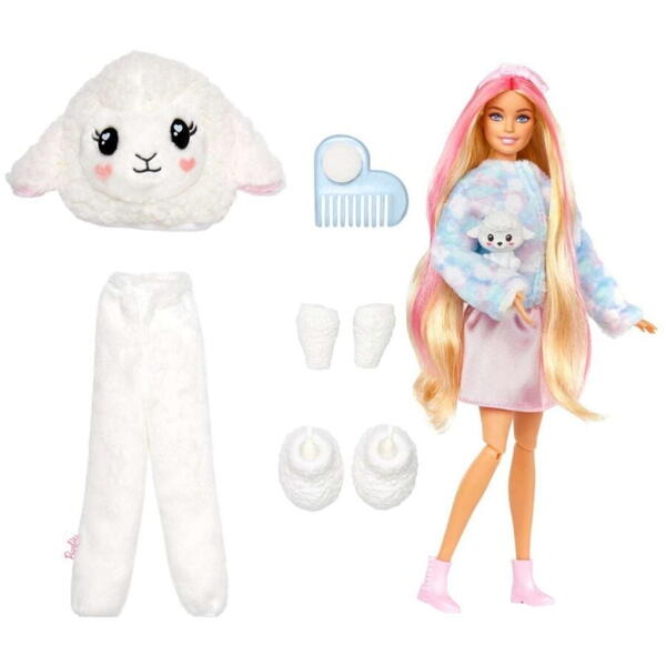 MATTEL Papusa surpriza Barbie, Cutie Reveal Lamb, 10 surprize, HKR03