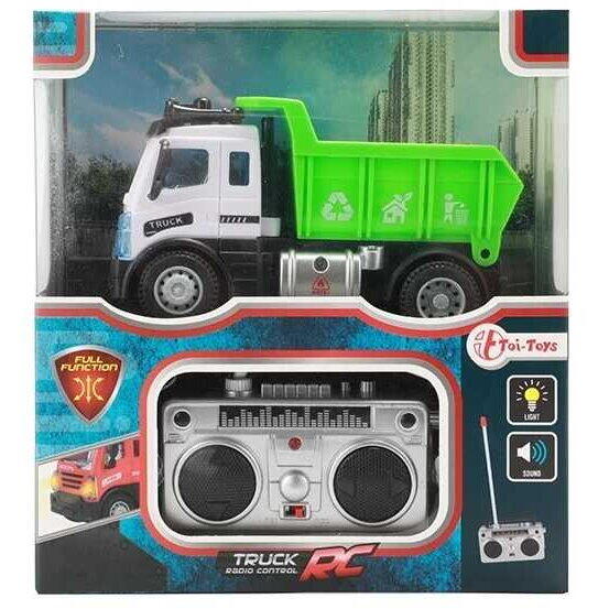 Camion gunoi cu telecomanda, lumini si sunete 13cm Toi-Toys TT25008ZG, Verde