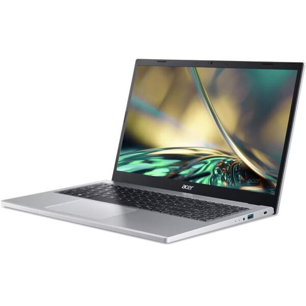 Laptop Acer Aspire 3 A315-24P, AMD Ryzen 5 7520U, 15.6 inch FHD, 8GB RAM, 512GB SSD, Free DOS, Argintiu