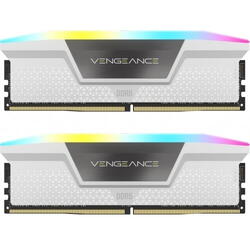 Kit Memorie Corsair Vengeance RGB White Intel XMP 3.0, 32GB, DDR5-5600MHz, CL40, Dual Channel