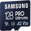 Memory Card microSDXC Samsung PRO Ultimate MB-MY128SA/WW 128GB, Class 10, UHS-I U3, V30, A2 + Adaptor SD