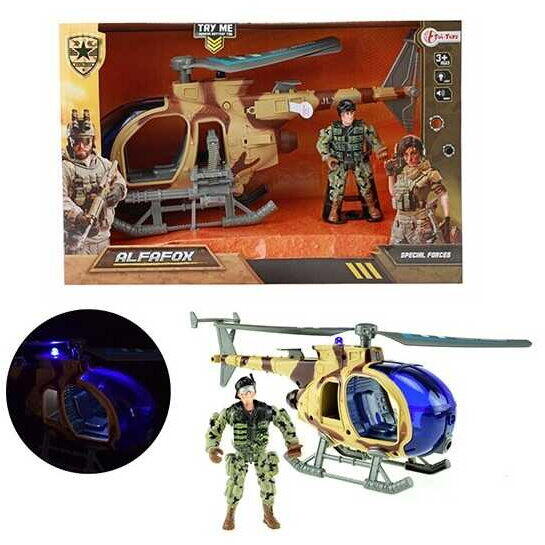 Elicopter militar Toi-Toys 27 cm cu sunete lumini si soldat inclus