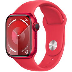 Apple Watch 9, GPS, Carcasa RED Aluminium 41mm, RED Sport Band - M/L