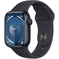 Apple Watch 9, GPS, Carcasa Midnight Aluminium 41mm, Midnight Sport Band - S/M