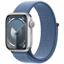 Apple Watch 9, GPS, Carcasa Silver Aluminium 41mm, Winter Blue Sport Loop