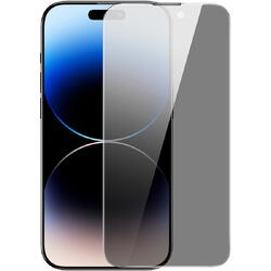 Folie de protectie Ecran Privacy Baseus pentru Apple iPhone 14 Pro Max, Sticla Securizata, Full Glue, Cu Rama Ajutatoare