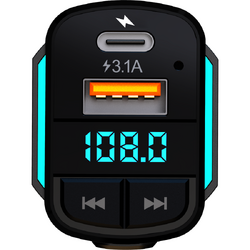 Modulator FM Akai FMT-32BT, USB-A, USB-C, Micro-USB, Lightning, Cablu, Bluetooth, afisaj LED