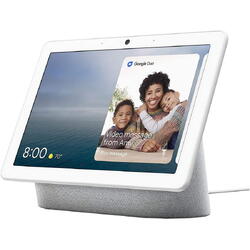 Boxa inteligenta Google Nest Hub Max, HD touchscreen 10", Camera wide 6.5 MP, Difuzoare stereo, Wi-Fi, Alb
