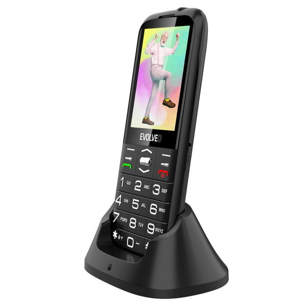 Telefon mobil EVOLVEO EasyPhone XO, pentru seniori, Dual Sim, 2G, Negru