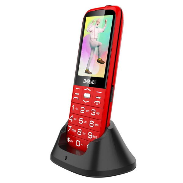 Telefon mobil EVOLVEO EasyPhone XO, pentru seniori, Dual Sim, 2G, Rosu