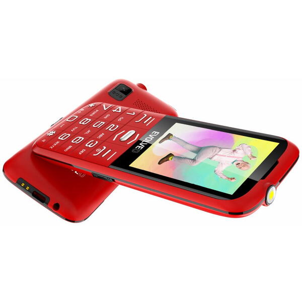 Telefon mobil EVOLVEO EasyPhone XO, pentru seniori, Dual Sim, 2G, Rosu