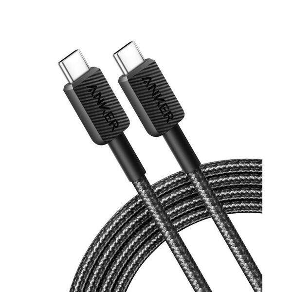 Cablu Anker 322 USB-C la USB-C, 60W, 1.8 metri Negru