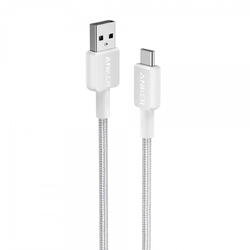 Cablu alimentare si date Anker, USB-A (T) la USB Type-C (T), 0.9m rata transfer 480 Mbps, invelis nylon, braided, Alb, "A81H5G21"