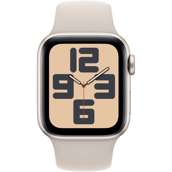 Apple Watch SE (2023), GPS, Carcasa Starlight Aluminium 40mm , Starlight Sport Band - S/M