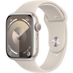 Apple Watch 9, GPS, Carcasa Starlight Aluminium 45mm, Starlight Sport Band - S/M