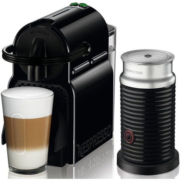 Delonghi Pachet Espressor Nespresso De'Longhi Inissia EN80.BAE, 1450W, 19 Bar + Aparat pentru spumare lapte Aeroccino 3 Negru, 0.7L, Negru