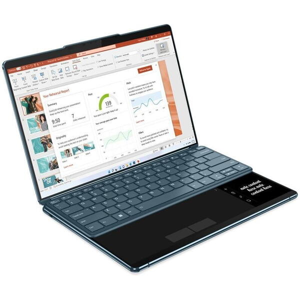Laptop Lenovo Yoga Book 9 13IRU8, Intel Core i7-1355U, 2 x 13.3 inch 2.8K Touch, 16GB RAM, 1TB SSD, Windows 11 Home, Albastru